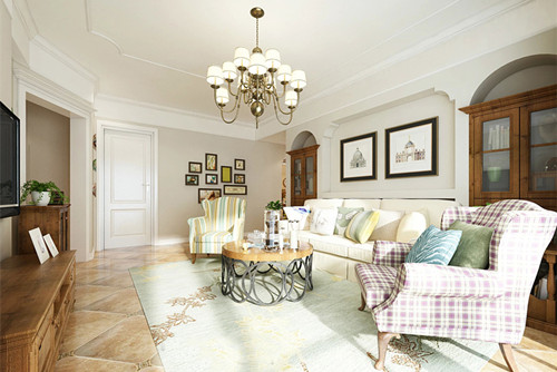 梧州市白云堡花園美式風格三居室裝修案例