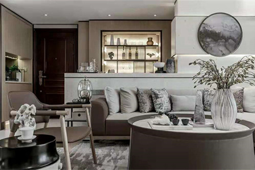 梧州市榜山三級45號住宅樓新中式風(fēng)格三居室裝修案例