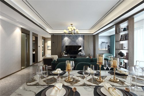 德陽市凱麗景湖輕奢風(fēng)格三居室裝修案例