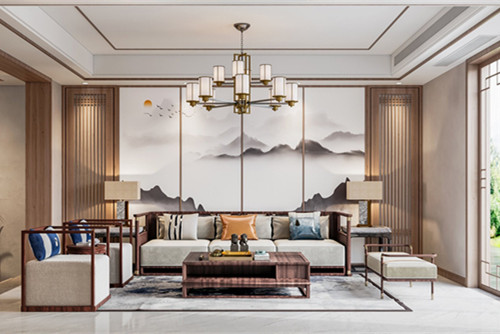 淮安市荷湖星城新中式風(fēng)格別墅裝修案例