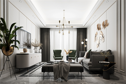 遂寧市中梁大唐·壹號(hào)院輕奢風(fēng)格三居室裝修案例