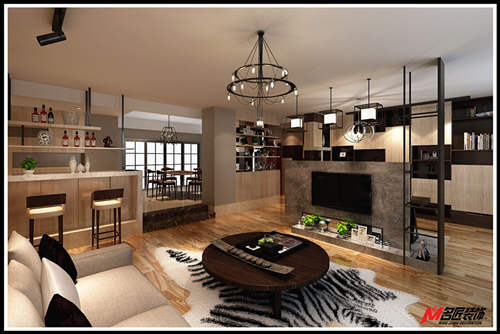 廣州市芳村花園新中式風(fēng)格三居室裝修案例