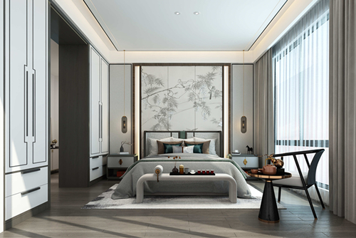 ?？谑泻？谑锎猴L新中式風格別墅裝修案例