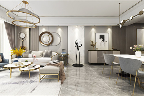 中山市公安宿舍(阜沙鎮(zhèn))輕奢風(fēng)格三居室裝修案例