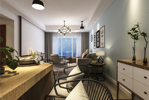 中山市雅居樂民森迪茵湖小鎮(zhèn)別墅北歐風格三居室裝修案例