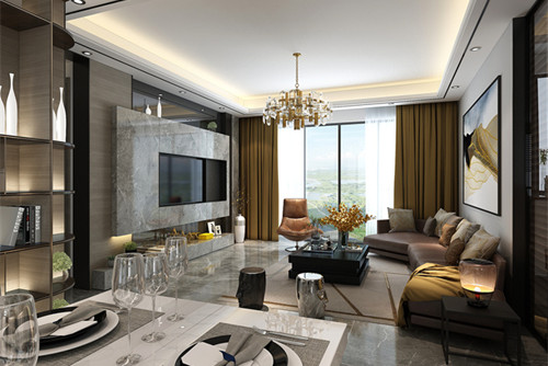 中山市匯盈大廈輕奢風(fēng)格四居室裝修案例