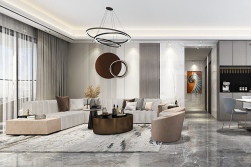中山市凱茵新城天譽輕奢風格三居室裝修案例