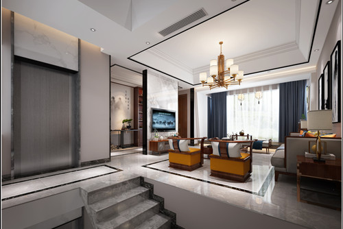 中山市麗豪花園新中式風(fēng)格別墅裝修案例