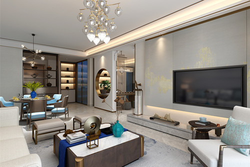 中山市雅居樂劍橋郡新中式風格四居室裝修案例