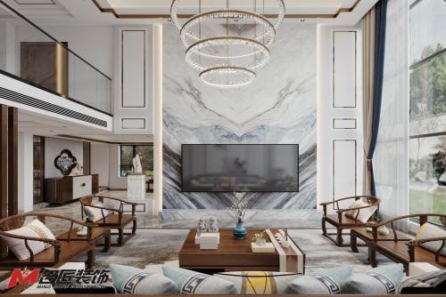 陽(yáng)江市保利中央公園新中式風(fēng)格四居室裝修案例